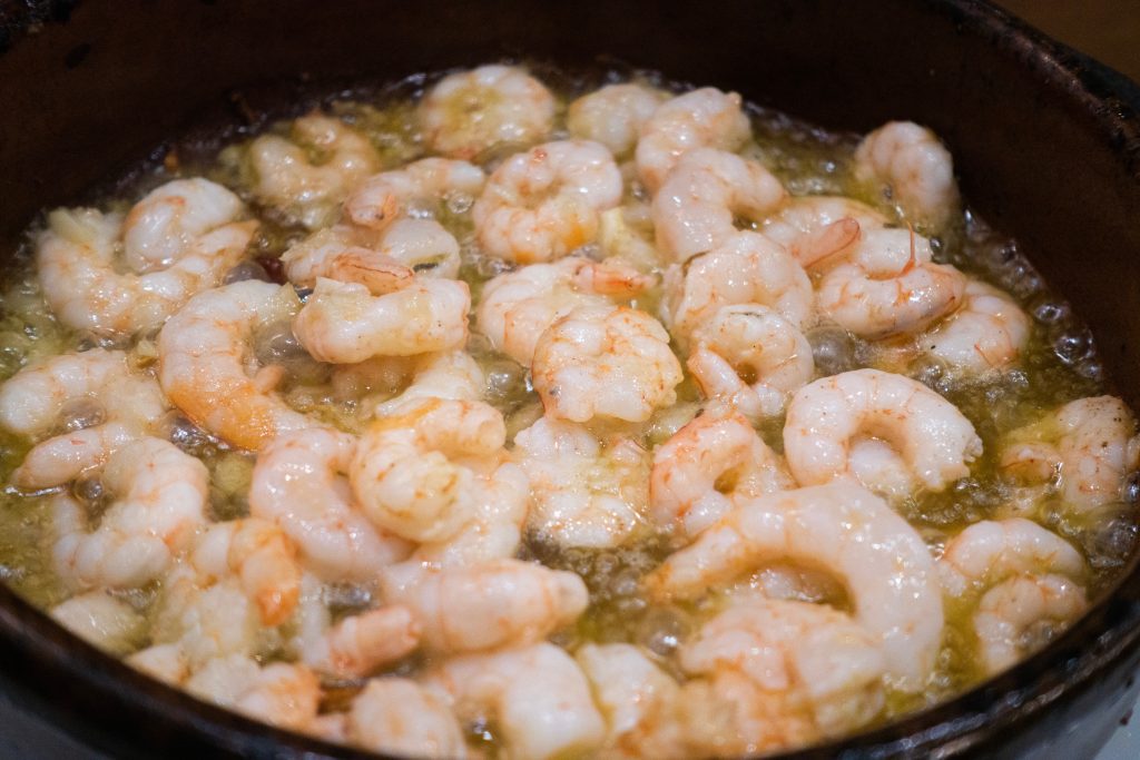 Shrimp in a pan with butter